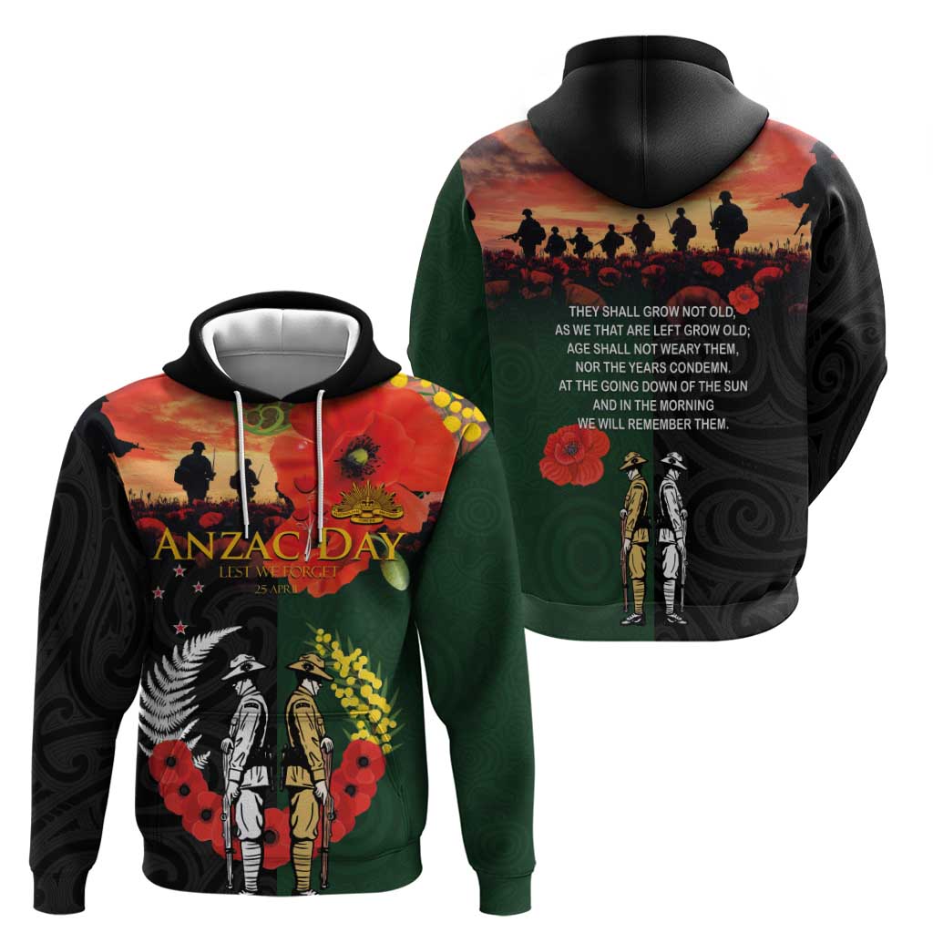 New Zealand and Australia ANZAC Day Hoodie Lest We Forget Indigenous and Maori Pattern