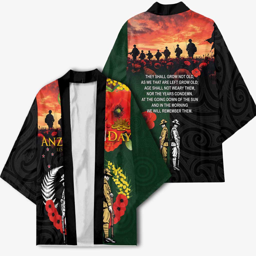 New Zealand and Australia ANZAC Day Kimono Lest We Forget Indigenous and Maori Pattern LT03 - Polynesian Pride