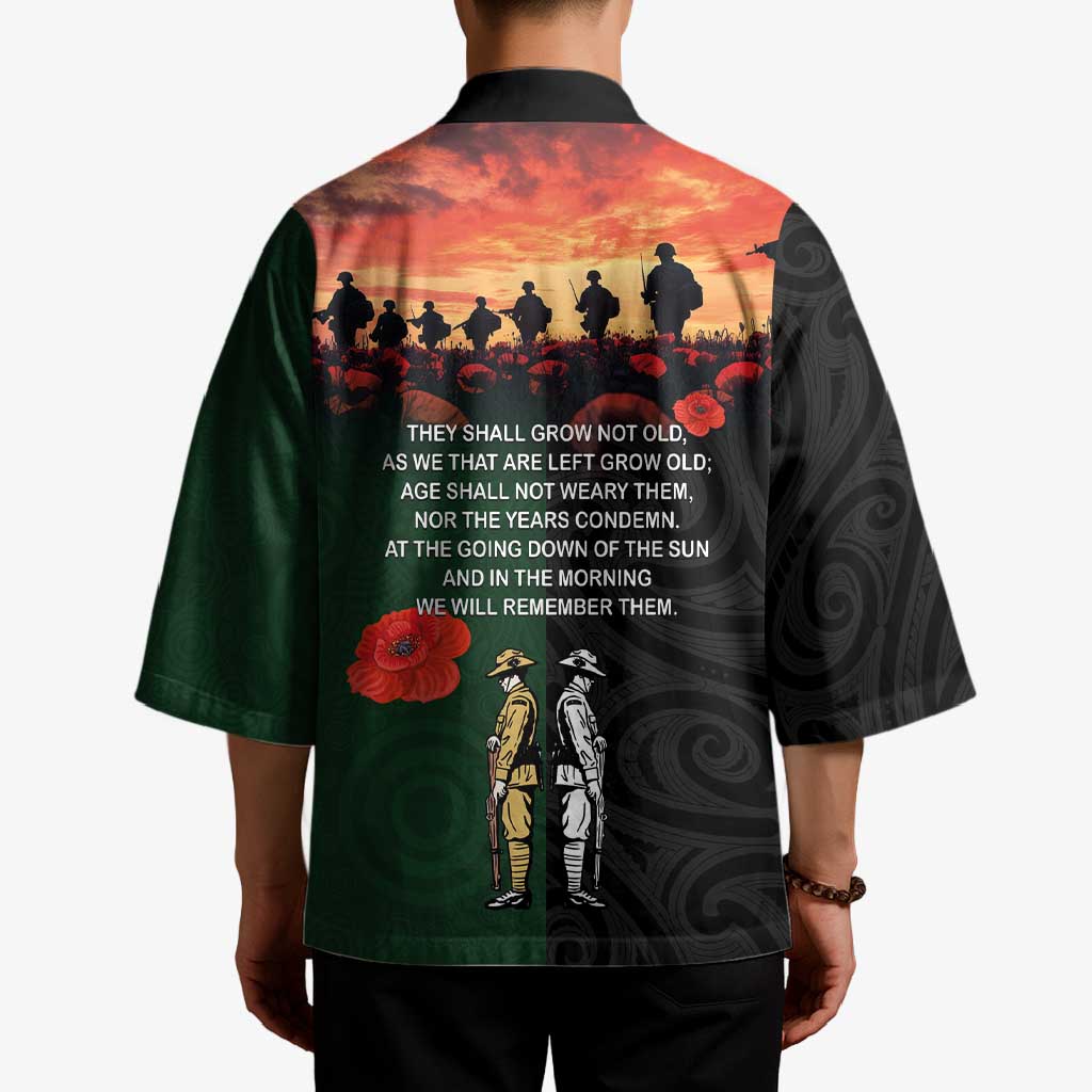 New Zealand and Australia ANZAC Day Kimono Lest We Forget Indigenous and Maori Pattern LT03 - Polynesian Pride