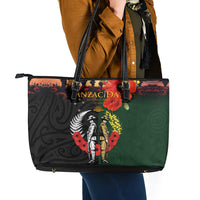 New Zealand and Australia ANZAC Day Leather Tote Bag Lest We Forget Indigenous and Maori Pattern