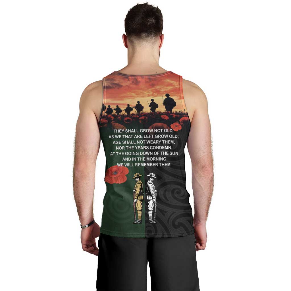 New Zealand and Australia ANZAC Day Men Tank Top Lest We Forget Indigenous and Maori Pattern LT03 - Polynesian Pride
