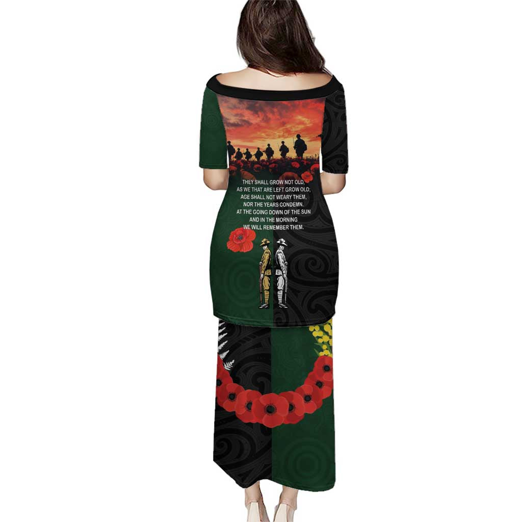 New Zealand and Australia ANZAC Day Puletasi Lest We Forget Indigenous and Maori Pattern LT03 - Polynesian Pride