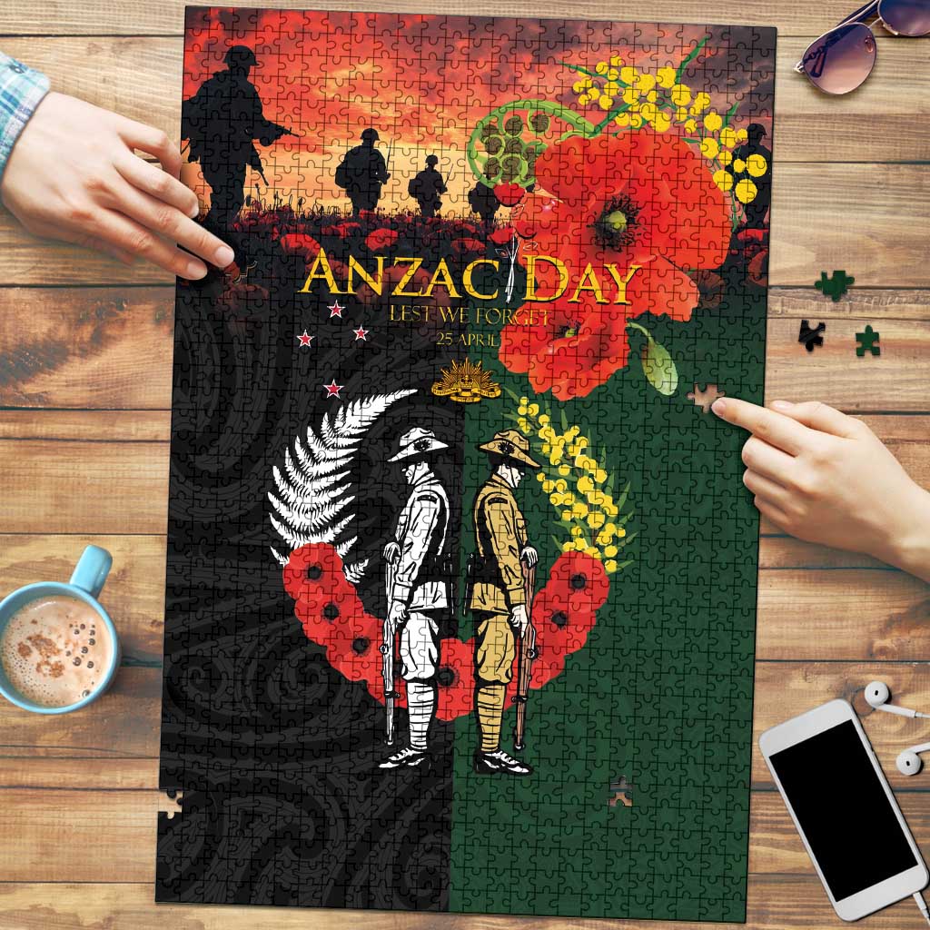 New Zealand and Australia ANZAC Day Puzzle Lest We Forget Indigenous and Maori Pattern LT03 Multicolor - Polynesian Pride