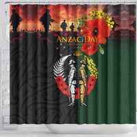 New Zealand and Australia ANZAC Day Shower Curtain Lest We Forget Indigenous and Maori Pattern