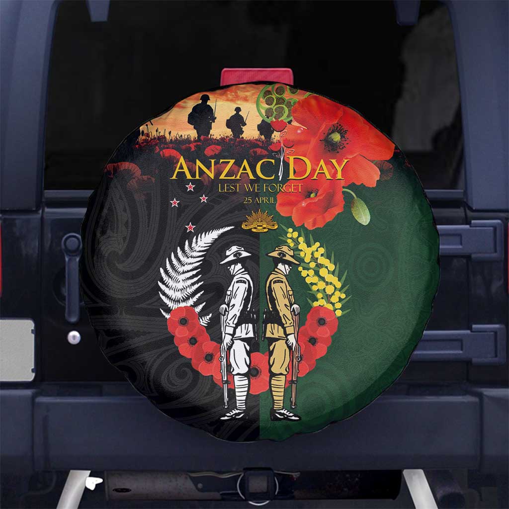 New Zealand and Australia ANZAC Day Spare Tire Cover Lest We Forget Indigenous and Maori Pattern