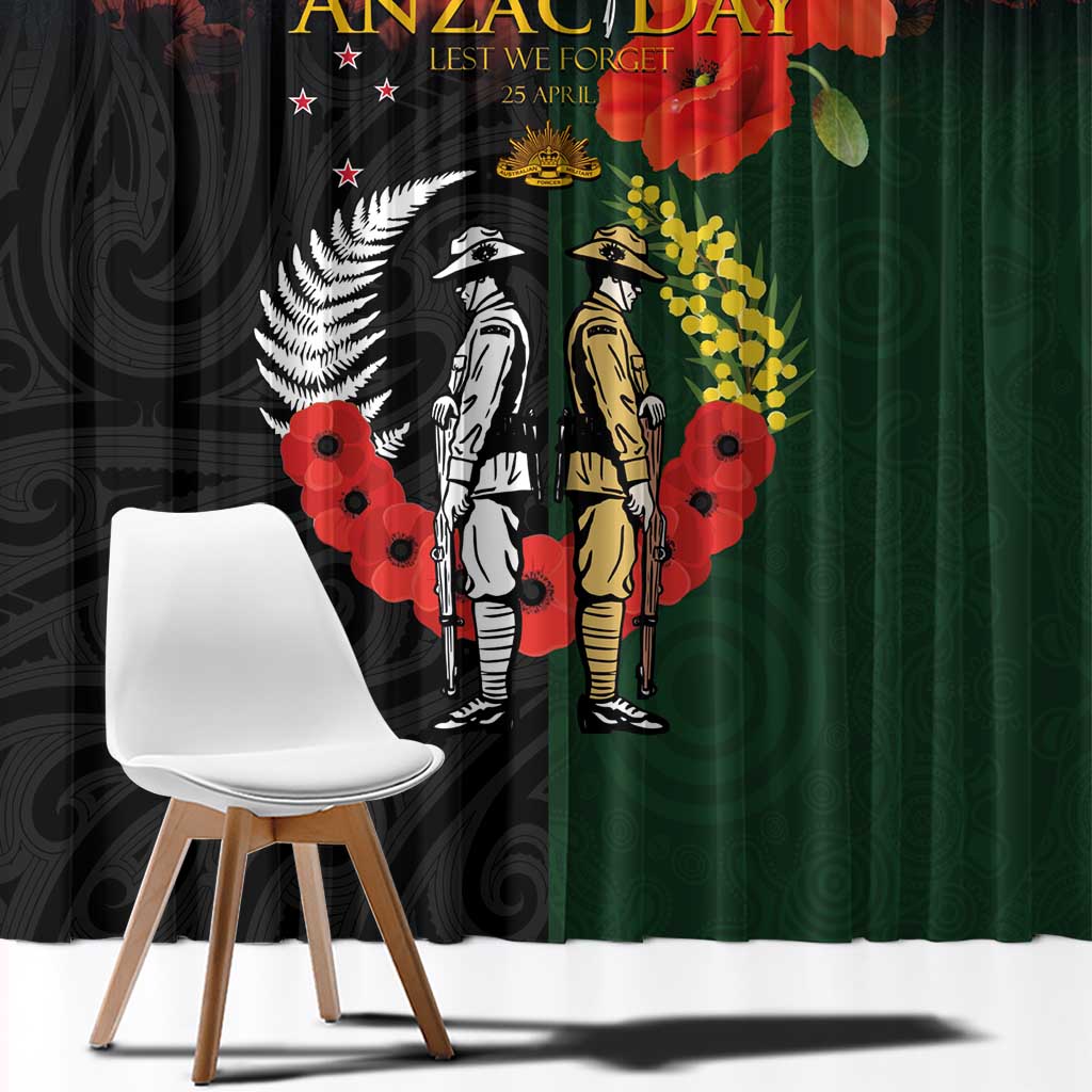 New Zealand and Australia ANZAC Day Window Curtain Lest We Forget Indigenous and Maori Pattern