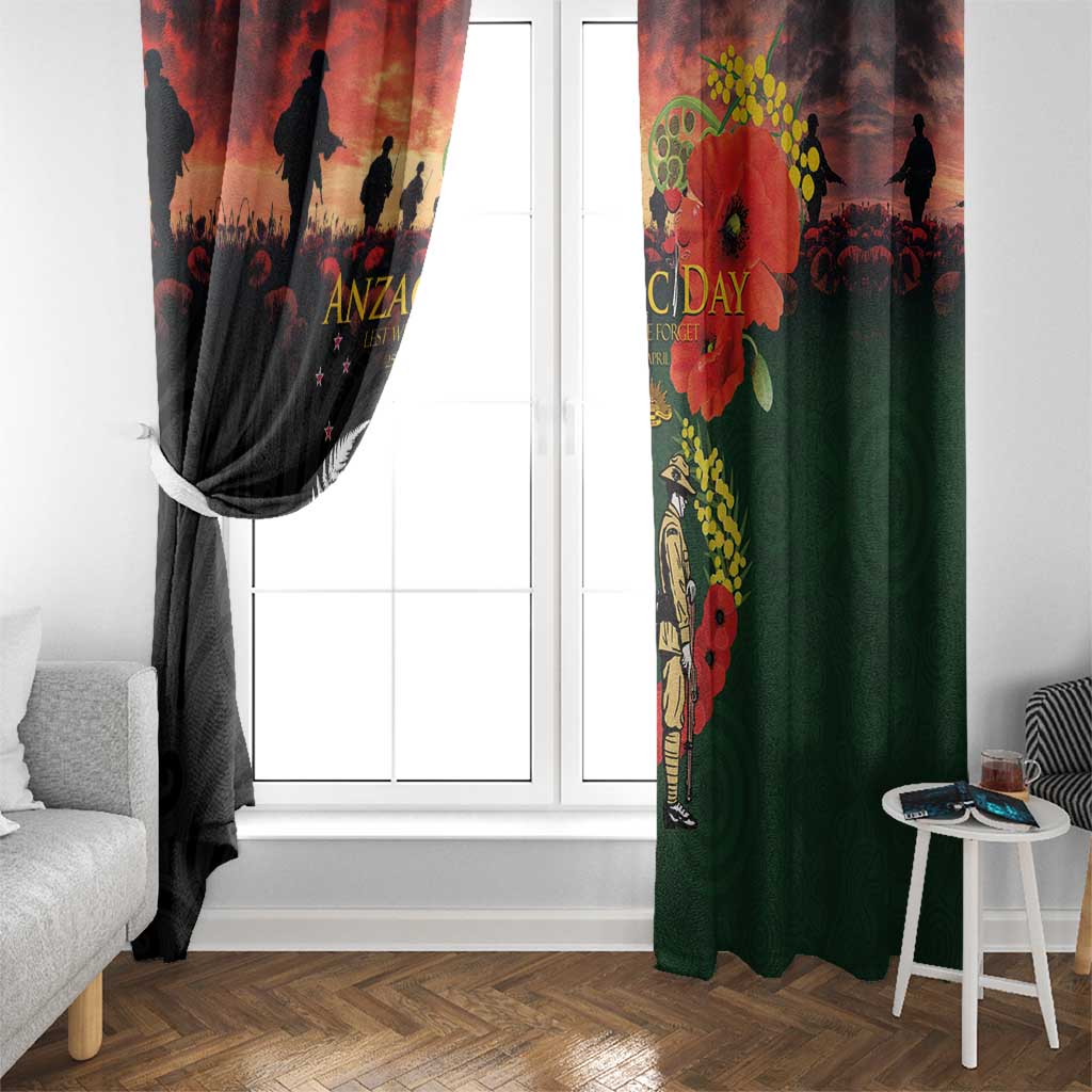 New Zealand and Australia ANZAC Day Window Curtain Lest We Forget Indigenous and Maori Pattern