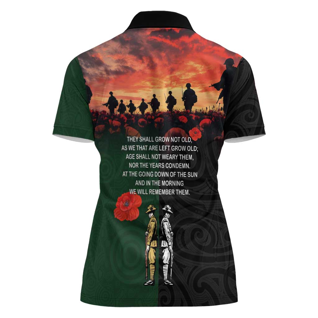 New Zealand and Australia ANZAC Day Women Polo Shirt Lest We Forget Indigenous and Maori Pattern LT03 - Polynesian Pride