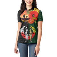 New Zealand and Australia ANZAC Day Women Polo Shirt Lest We Forget Indigenous and Maori Pattern LT03 - Polynesian Pride