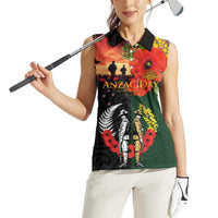 New Zealand and Australia ANZAC Day Women Sleeveless Polo Shirt Lest We Forget Indigenous and Maori Pattern LT03 - Polynesian Pride