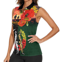 New Zealand and Australia ANZAC Day Women Sleeveless Polo Shirt Lest We Forget Indigenous and Maori Pattern LT03 - Polynesian Pride
