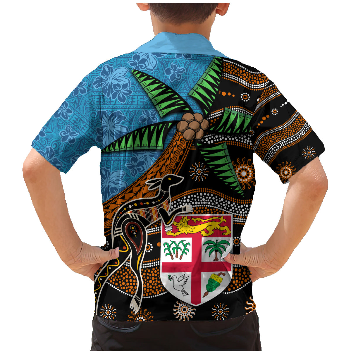 Fiji and Australia Family Matching Mermaid Dress and Hawaiian Shirt Fijian and Aboriginal mix Culture LT03 - Polynesian Pride