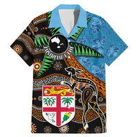 Fiji and Australia Family Matching Mermaid Dress and Hawaiian Shirt Fijian and Aboriginal mix Culture LT03 Dad's Shirt - Short Sleeve Blue - Polynesian Pride