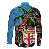Fiji and Australia Family Matching Off The Shoulder Long Sleeve Dress and Hawaiian Shirt Fijian and Aboriginal mix Culture LT03 - Polynesian Pride