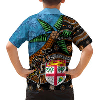 Fiji and Australia Family Matching Puletasi and Hawaiian Shirt Fijian and Aboriginal mix Culture LT03 - Polynesian Pride