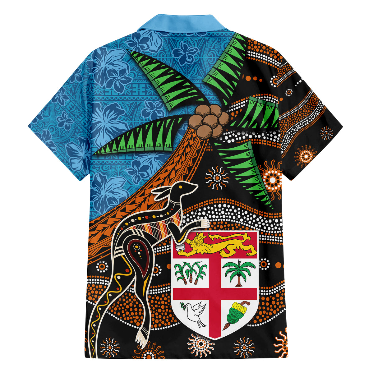 Fiji and Australia Family Matching Puletasi and Hawaiian Shirt Fijian and Aboriginal mix Culture LT03 - Polynesian Pride