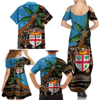 Fiji and Australia Family Matching Summer Maxi Dress and Hawaiian Shirt Fijian and Aboriginal mix Culture LT03 - Polynesian Pride