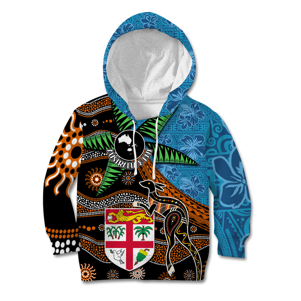 Fiji and Australia Kid Hoodie Fijian and Aboriginal mix Culture LT03 Hoodie Blue - Polynesian Pride