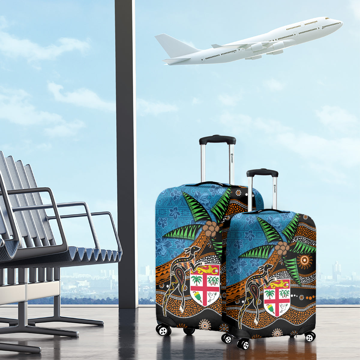 Fiji and Australia Luggage Cover Fijian and Aboriginal mix Culture LT03 - Polynesian Pride