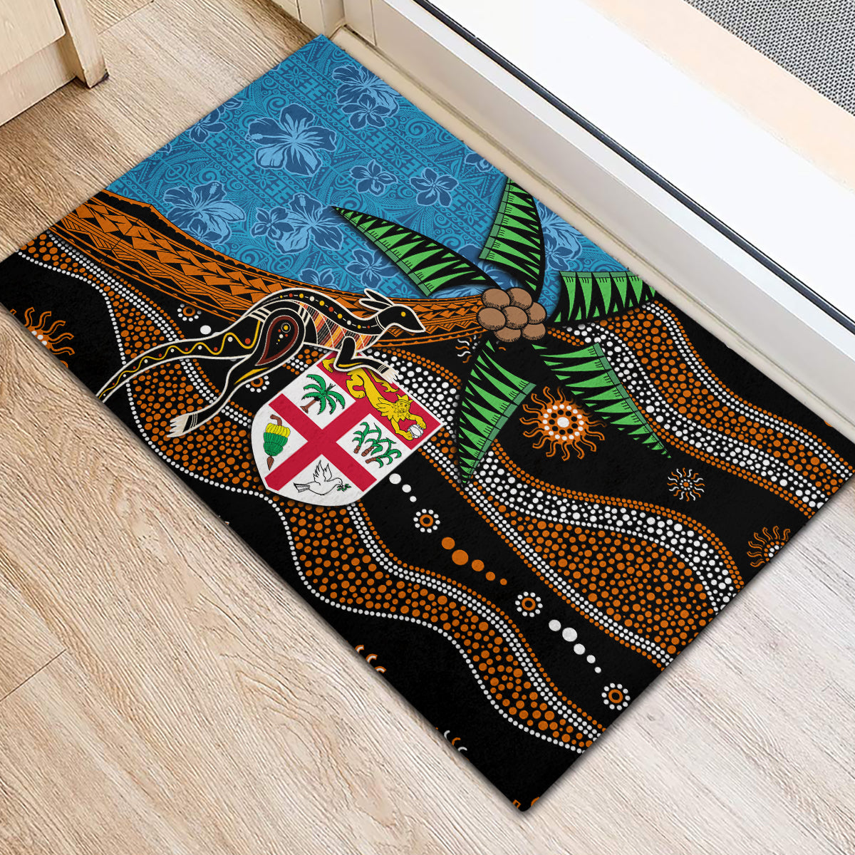 Fiji and Australia Rubber Doormat Fijian and Aboriginal mix Culture