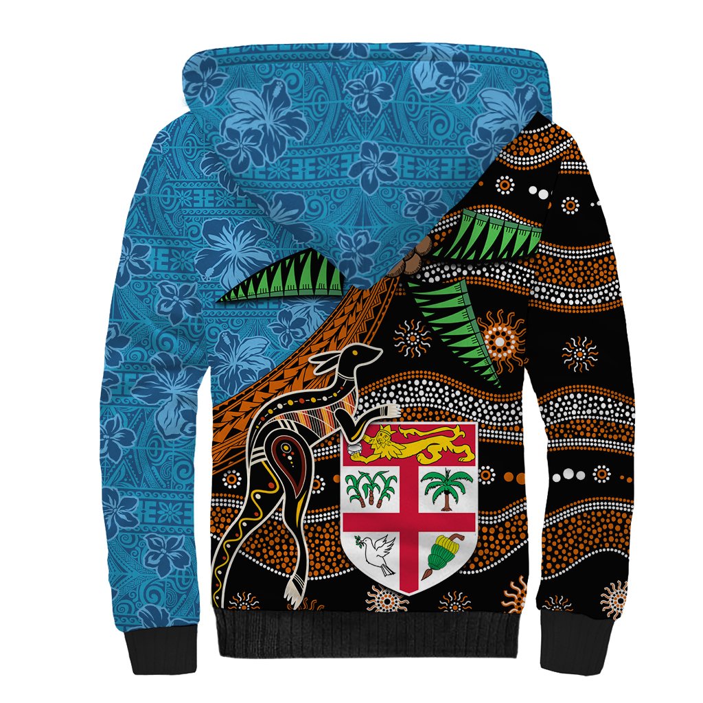 Fiji and Australia Sherpa Hoodie Fijian and Aboriginal mix Culture LT03 - Polynesian Pride