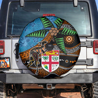 Fiji and Australia Spare Tire Cover Fijian and Aboriginal mix Culture LT03 Blue - Polynesian Pride