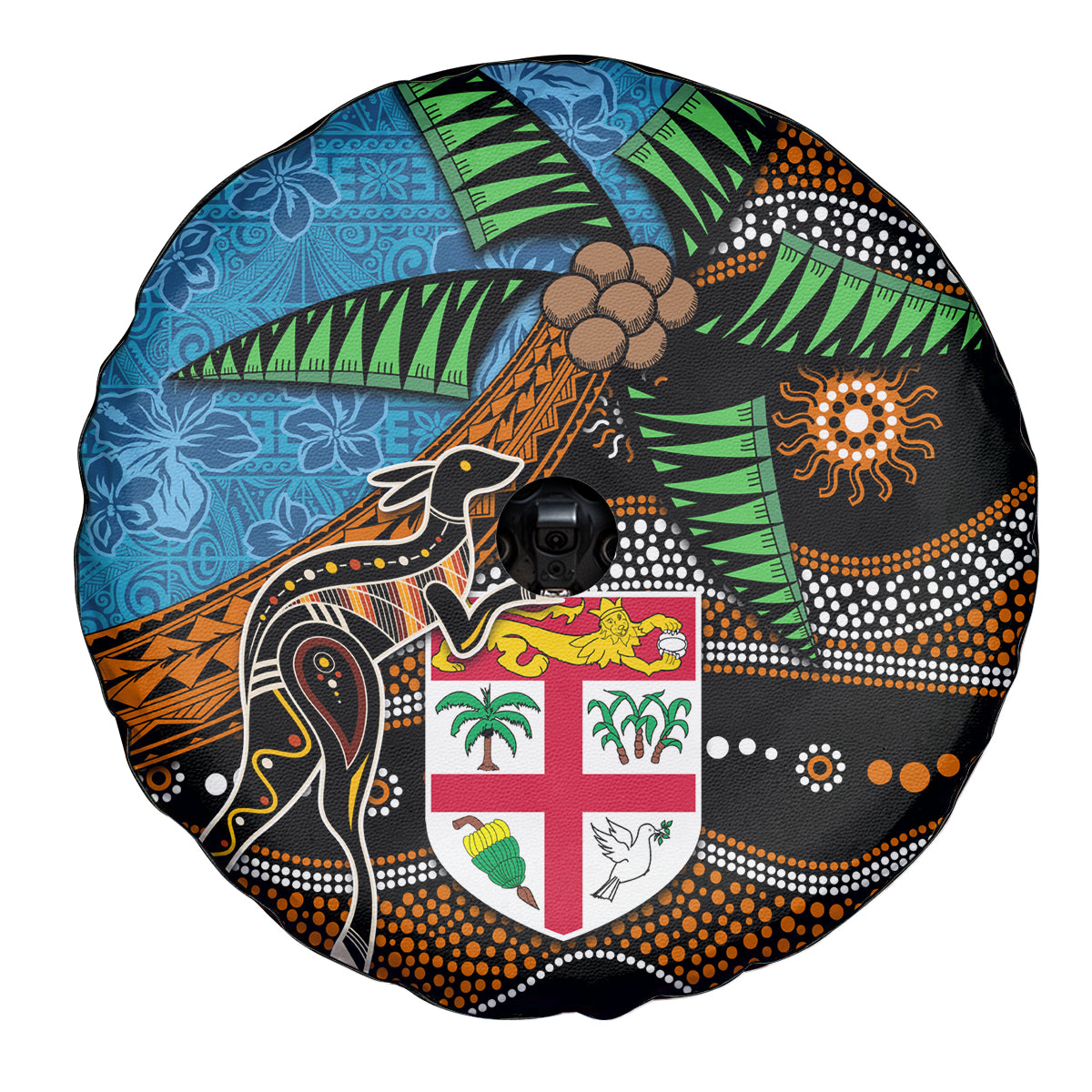 Fiji and Australia Spare Tire Cover Fijian and Aboriginal mix Culture LT03 - Polynesian Pride