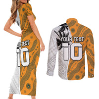 Custom Fiji and Australia Rugby Couples Matching Short Sleeve Bodycon Dress and Long Sleeve Button Shirt Tapa Mix Aboriginal Pattern Half Style LT03 - Polynesian Pride