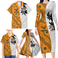 Custom Fiji and Australia Rugby Family Matching Long Sleeve Bodycon Dress and Hawaiian Shirt Tapa Mix Aboriginal Pattern Half Style LT03 - Polynesian Pride