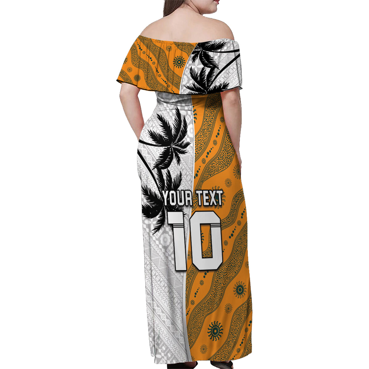 Custom Fiji and Australia Rugby Family Matching Off Shoulder Maxi Dress and Hawaiian Shirt Tapa Mix Aboriginal Pattern Half Style LT03 - Polynesian Pride