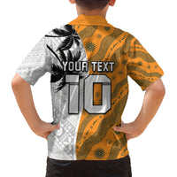 Custom Fiji and Australia Rugby Family Matching Off Shoulder Short Dress and Hawaiian Shirt Tapa Mix Aboriginal Pattern Half Style LT03 - Polynesian Pride