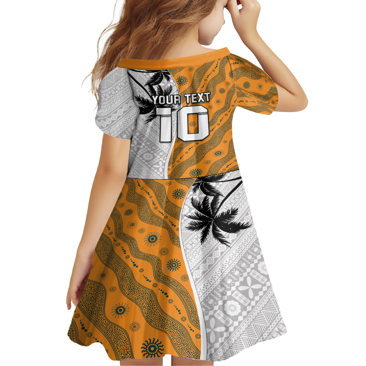 Custom Fiji and Australia Rugby Family Matching Off Shoulder Short Dress and Hawaiian Shirt Tapa Mix Aboriginal Pattern Half Style LT03 - Polynesian Pride