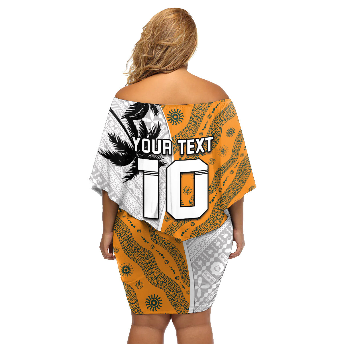 Custom Fiji and Australia Rugby Family Matching Off Shoulder Short Dress and Hawaiian Shirt Tapa Mix Aboriginal Pattern Half Style LT03 - Polynesian Pride