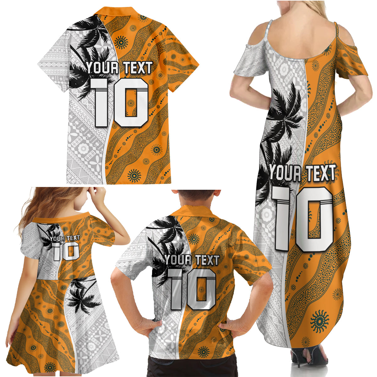 Custom Fiji and Australia Rugby Family Matching Summer Maxi Dress and Hawaiian Shirt Tapa Mix Aboriginal Pattern Half Style LT03 - Polynesian Pride