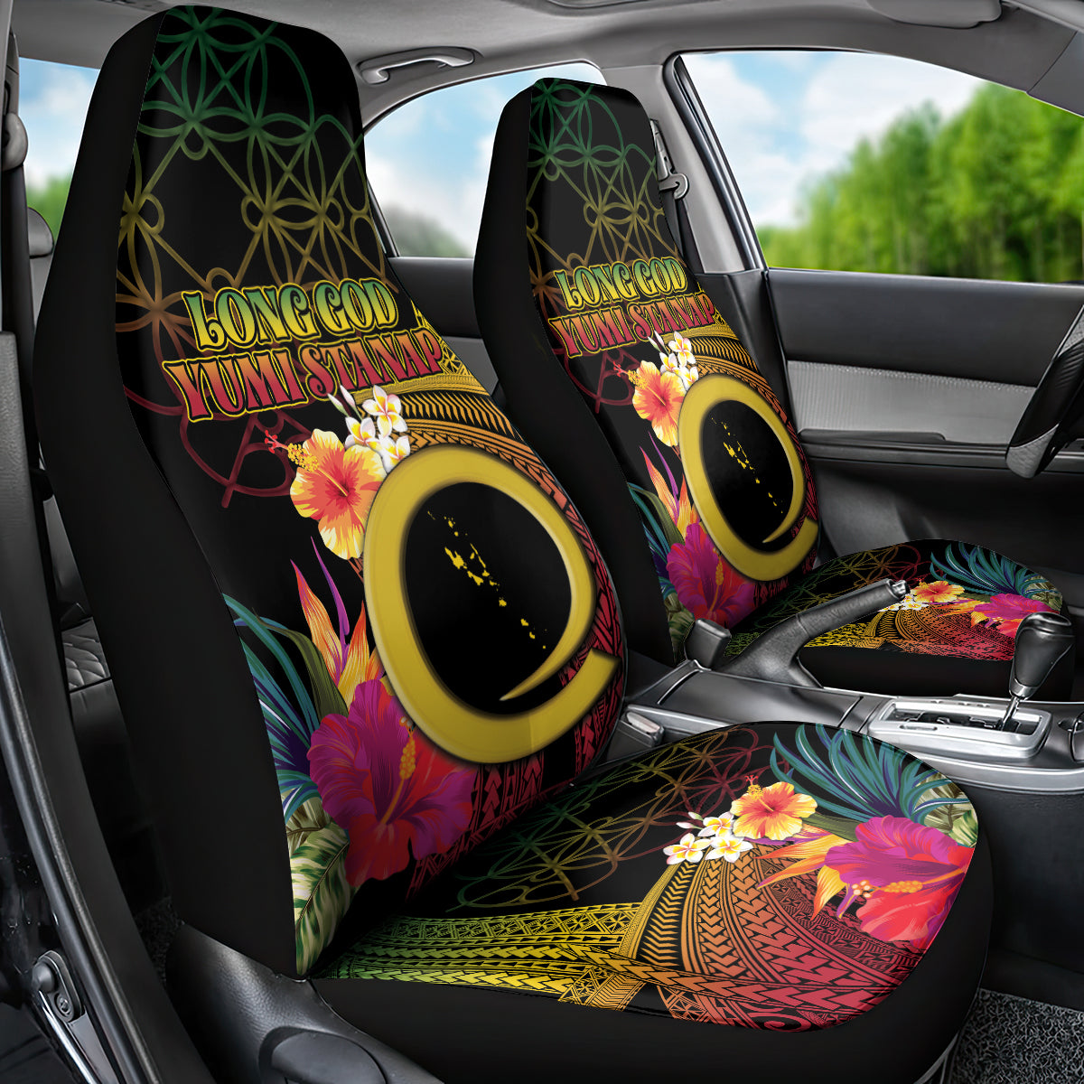 Vanuatu Independence Day Car Seat Cover Sand Drawing Melanesian Vibes