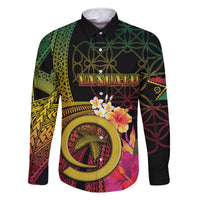Vanuatu Independence Day Family Matching Long Sleeve Bodycon Dress and Hawaiian Shirt Sand Drawing Melanesian Vibes LT03 Dad's Shirt - Long Sleeve Black - Polynesian Pride