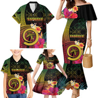 Vanuatu Independence Day Family Matching Mermaid Dress and Hawaiian Shirt Sand Drawing Melanesian Vibes LT03 - Polynesian Pride