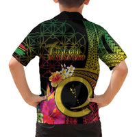 Vanuatu Independence Day Family Matching Short Sleeve Bodycon Dress and Hawaiian Shirt Sand Drawing Melanesian Vibes LT03 - Polynesian Pride