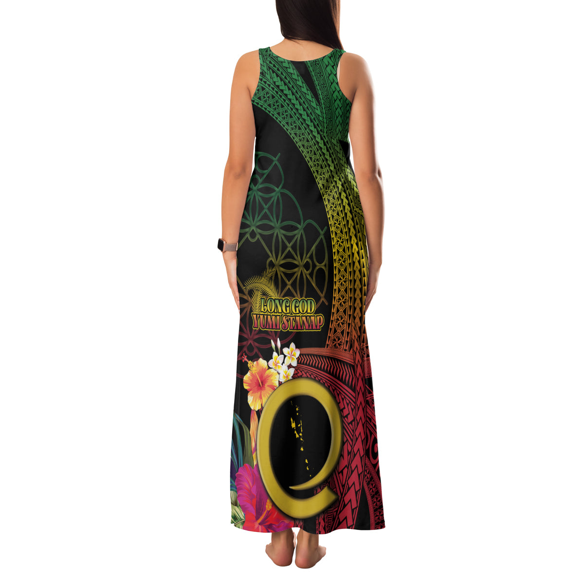 Vanuatu Independence Day Family Matching Tank Maxi Dress and Hawaiian Shirt Sand Drawing Melanesian Vibes LT03 - Polynesian Pride