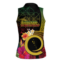 Vanuatu Independence Day Women Sleeveless Polo Shirt Sand Drawing Melanesian Vibes