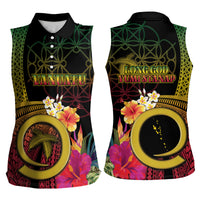 Vanuatu Independence Day Women Sleeveless Polo Shirt Sand Drawing Melanesian Vibes