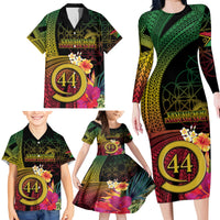 Vanuatu Selebretem 44th Indipendens Dei Family Matching Long Sleeve Bodycon Dress and Hawaiian Shirt Sand Drawing Melanesian Vibes LT03 - Polynesian Pride