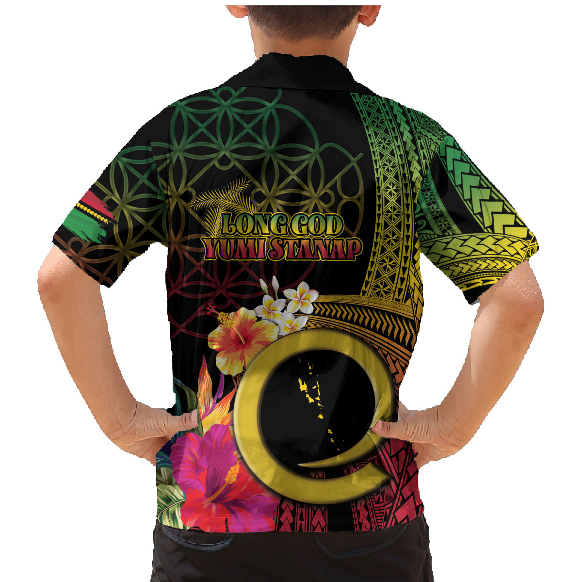 Vanuatu Selebretem 44th Indipendens Dei Family Matching Mermaid Dress and Hawaiian Shirt Sand Drawing Melanesian Vibes LT03 - Polynesian Pride