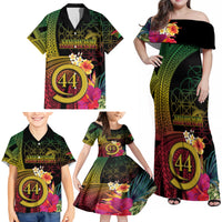Vanuatu Selebretem 44th Indipendens Dei Family Matching Off Shoulder Maxi Dress and Hawaiian Shirt Sand Drawing Melanesian Vibes LT03 - Polynesian Pride