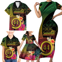 Vanuatu Selebretem 44th Indipendens Dei Family Matching Short Sleeve Bodycon Dress and Hawaiian Shirt Sand Drawing Melanesian Vibes LT03 - Polynesian Pride