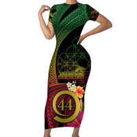 Vanuatu Selebretem 44th Indipendens Dei Family Matching Short Sleeve Bodycon Dress and Hawaiian Shirt Sand Drawing Melanesian Vibes LT03 Mom's Dress Black - Polynesian Pride