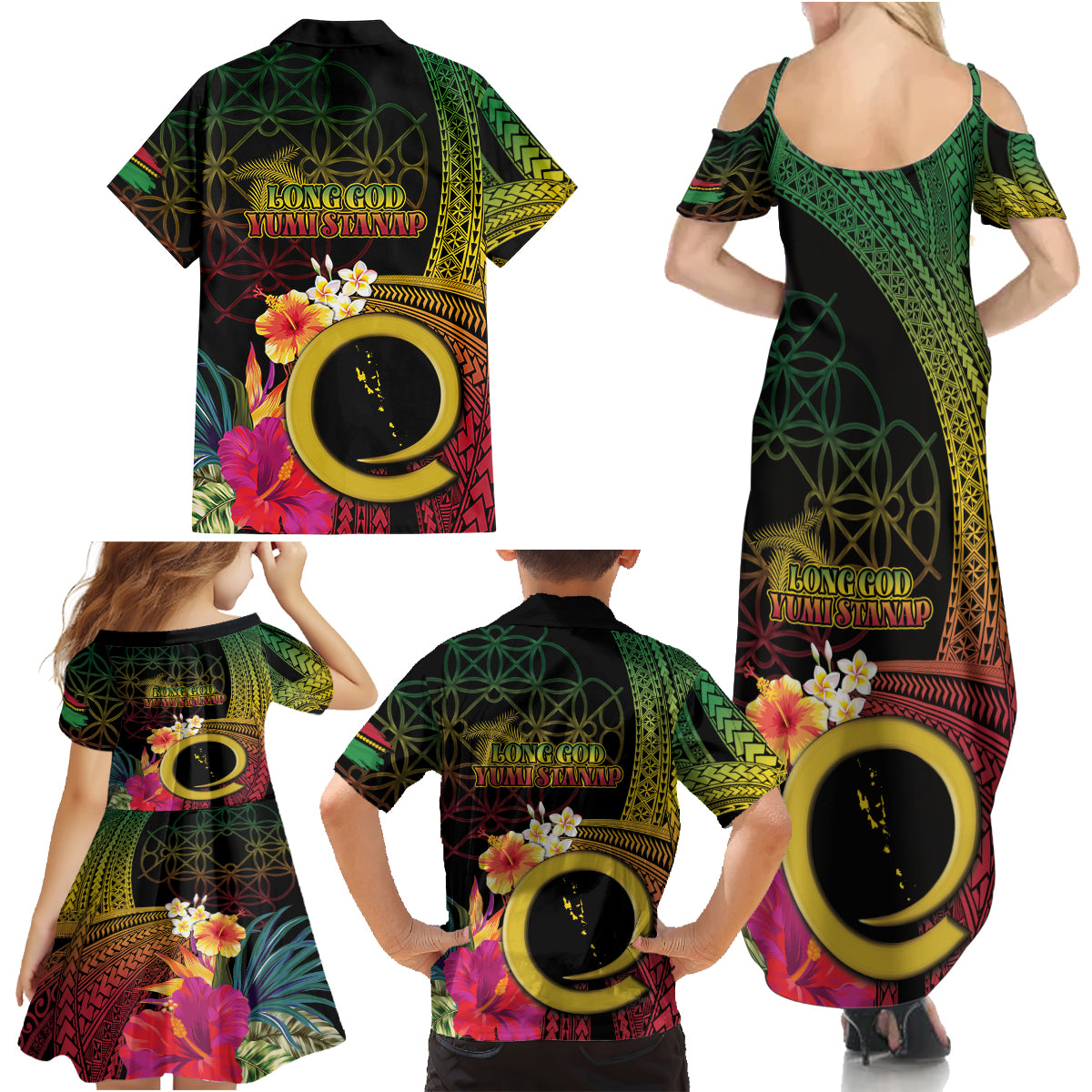 Vanuatu Selebretem 44th Indipendens Dei Family Matching Summer Maxi Dress and Hawaiian Shirt Sand Drawing Melanesian Vibes LT03 - Polynesian Pride
