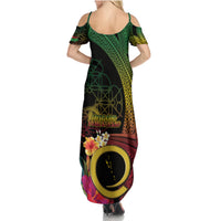 Vanuatu Selebretem 44th Indipendens Dei Family Matching Summer Maxi Dress and Hawaiian Shirt Sand Drawing Melanesian Vibes LT03 - Polynesian Pride