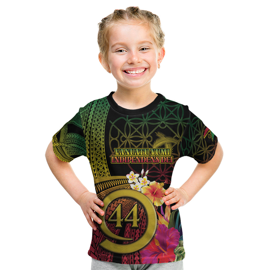 Vanuatu Selebretem 44th Indipendens Dei Kid T Shirt Sand Drawing Melanesian Vibes