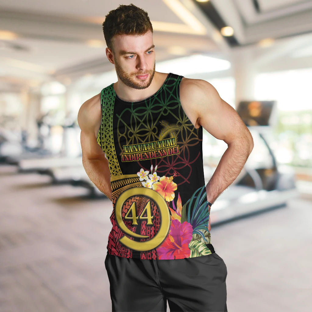 Vanuatu Selebretem 44th Indipendens Dei Men Tank Top Sand Drawing Melanesian Vibes LT03 Black - Polynesian Pride